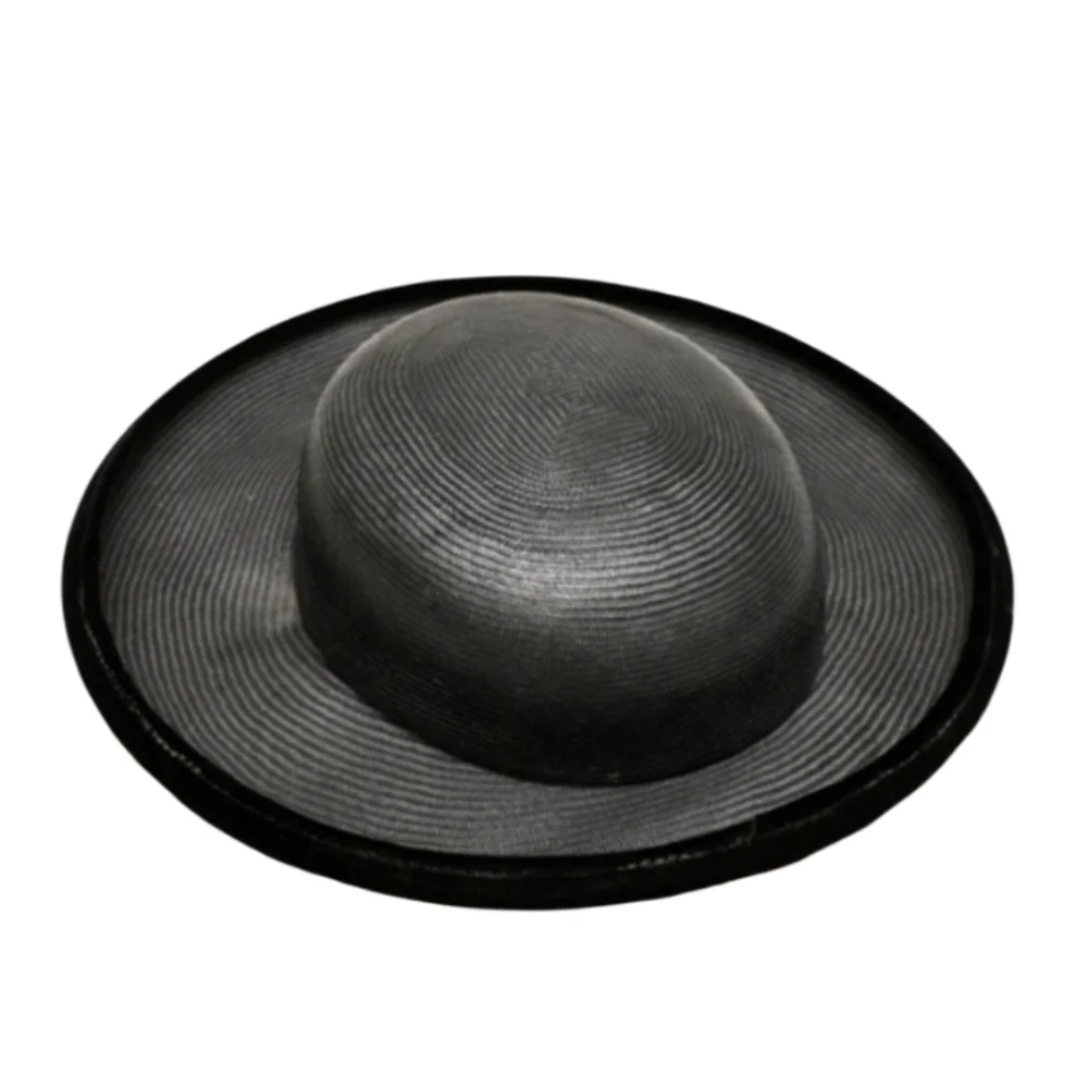 Stephen Anne Custom Black Velvet Straw Hat Wide Brim Gold Tassel Trim